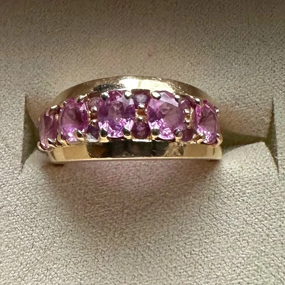 Solid 14Kt Gold Pink Sapphire Ring - Picture 1 of 15